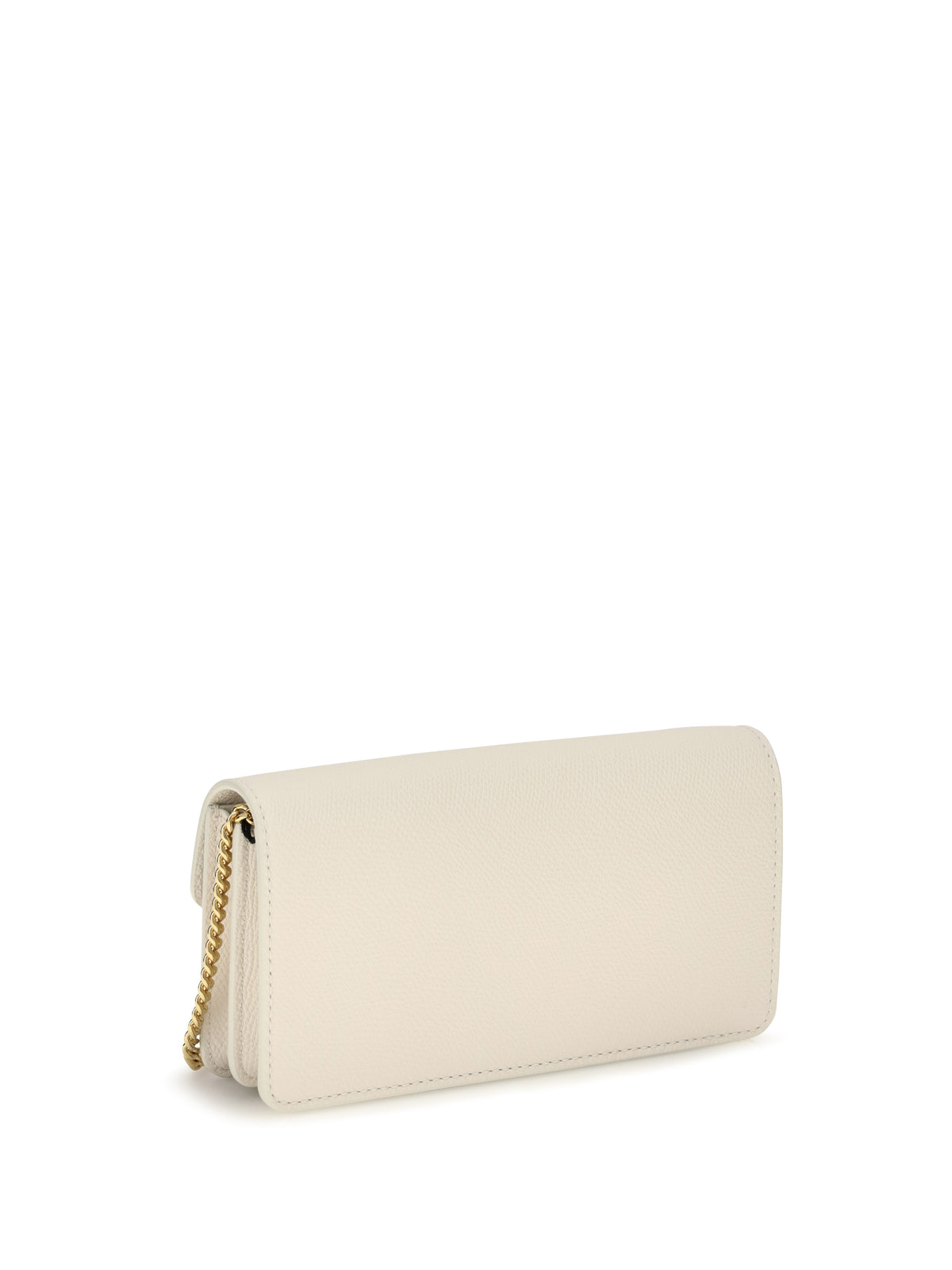 Valentino Garavani VLogo signature grainy calfskin chain Wallet - Light Ivory