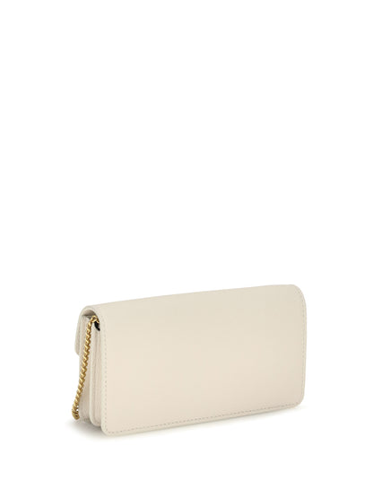 Valentino Garavani VLogo signature grainy calfskin chain Wallet - Light Ivory