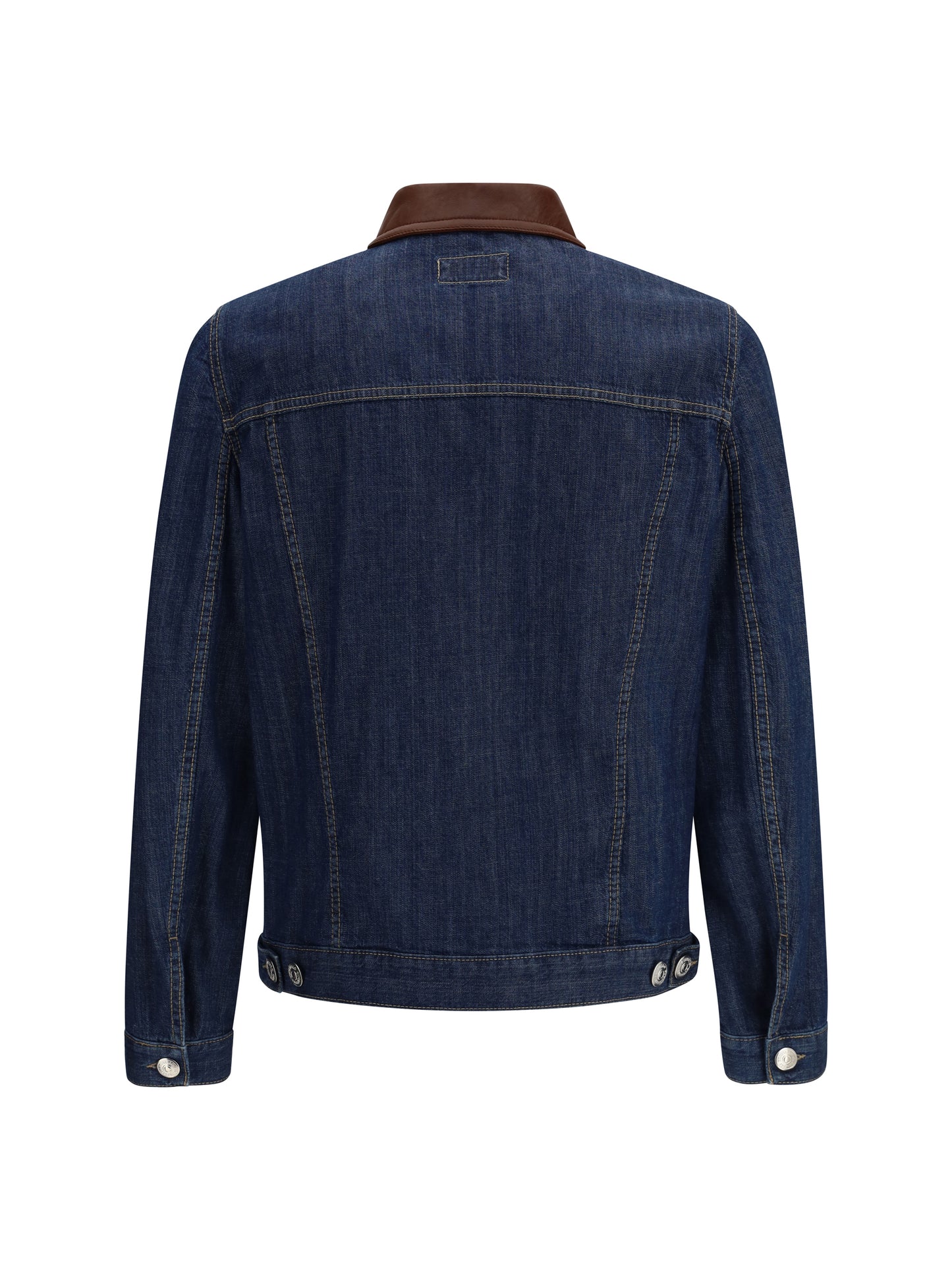 BRUNELLO CUCINELLI Denim Jacket with leather collar