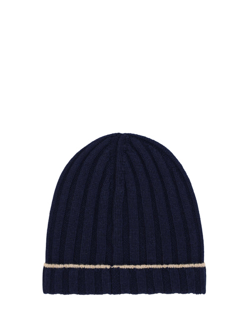 Brunello Cucinelli Beanie Hat - Navy+Camel