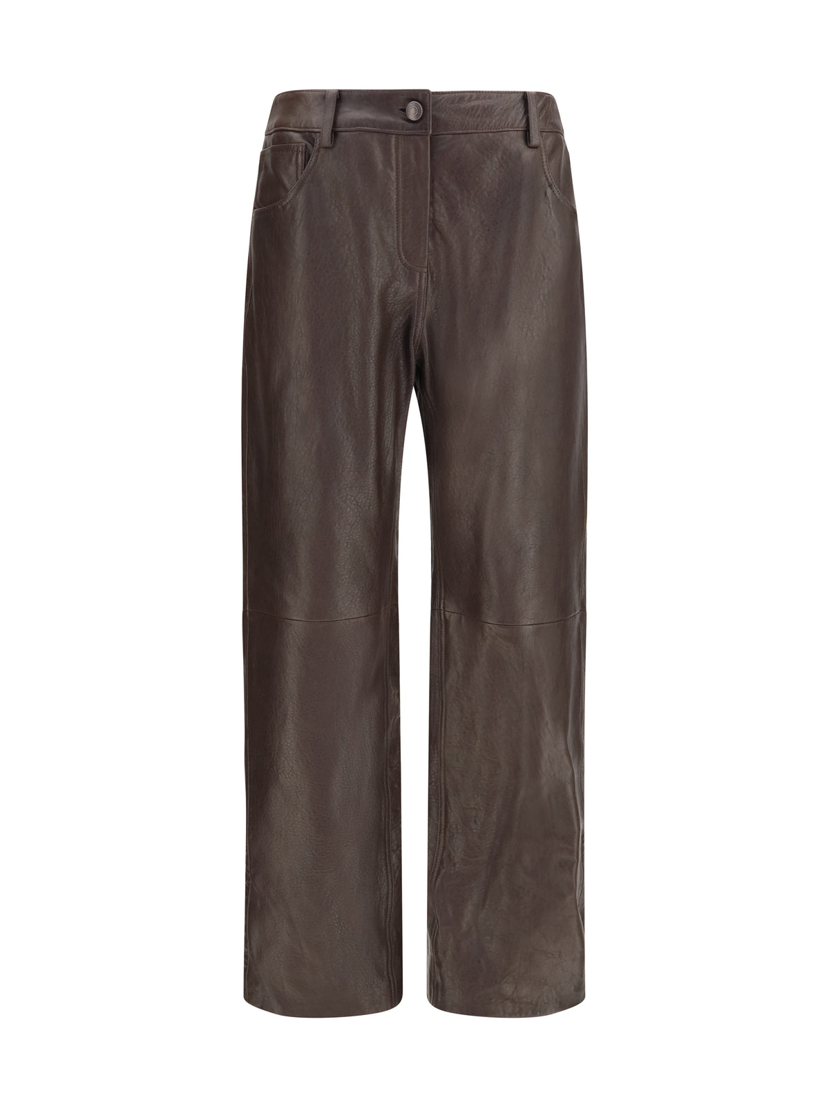 Magda Butrym Straight-leg leather Pants - Brown
