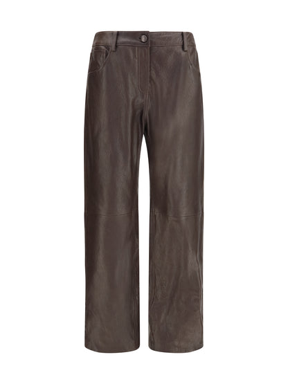 Magda Butrym Straight-leg leather Pants - Brown