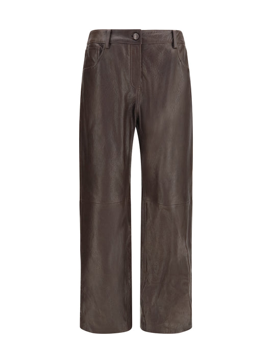 Magda Butrym Straight-leg leather Pants - Brown