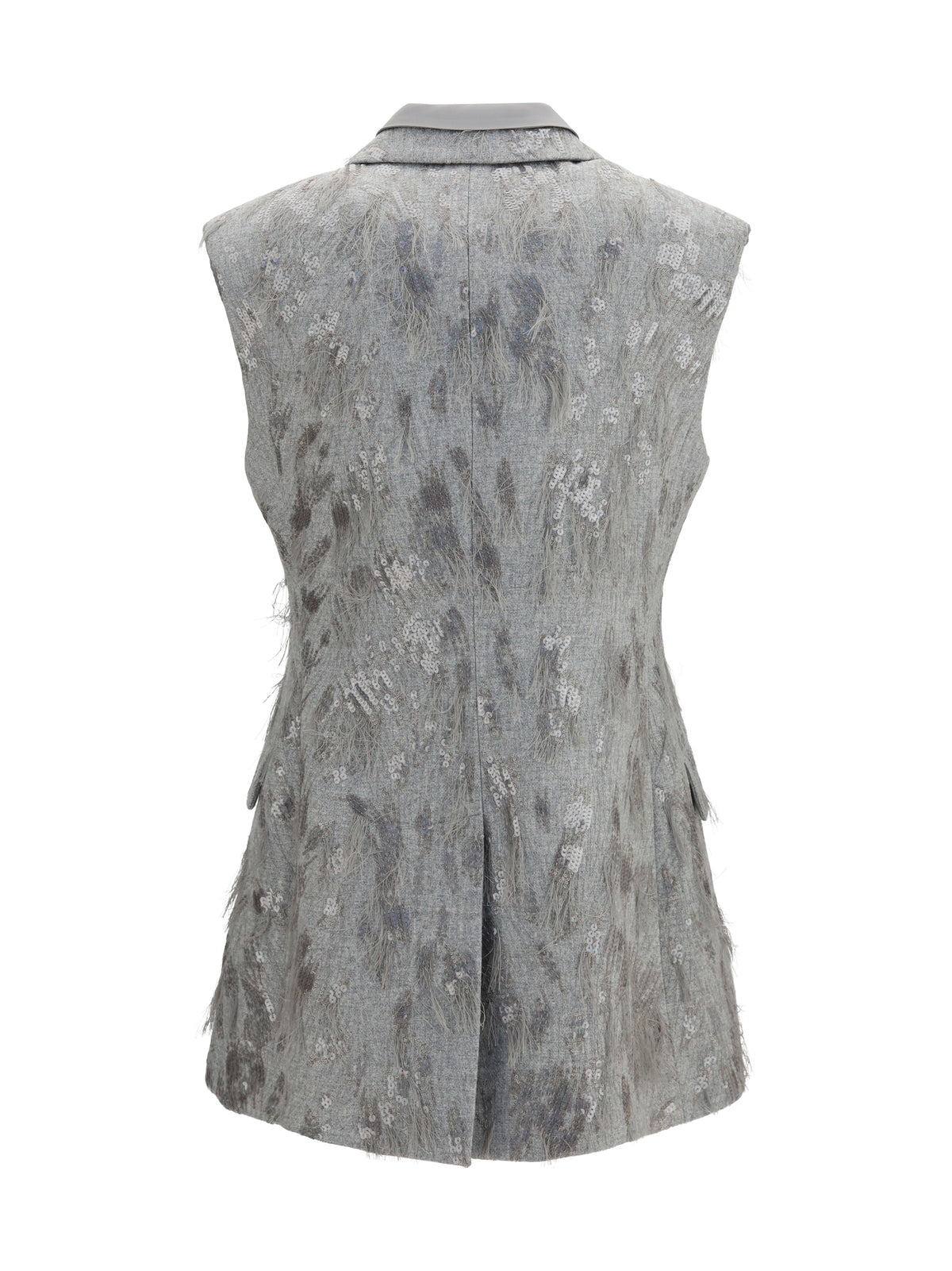 Brunello Cucinelli Gilet in virgin wool and cashmere twill flannel with Dazzling Lynx Embroidery - Light Grey