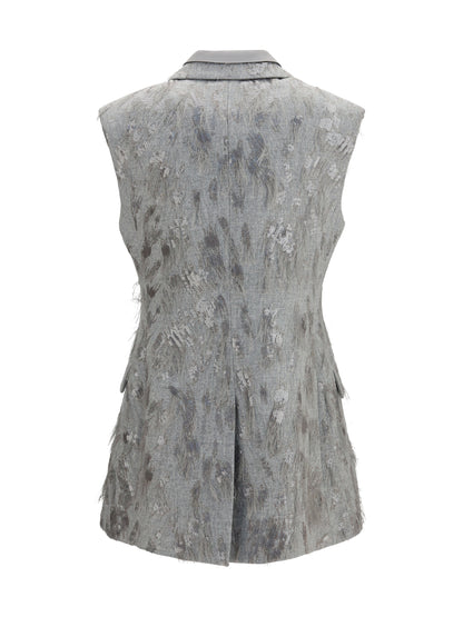 Brunello Cucinelli Gilet in virgin wool and cashmere twill flannel with Dazzling Lynx Embroidery - Light Grey