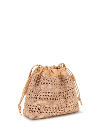 CHLOÉ Raffia drawstring Shoulder Bag
