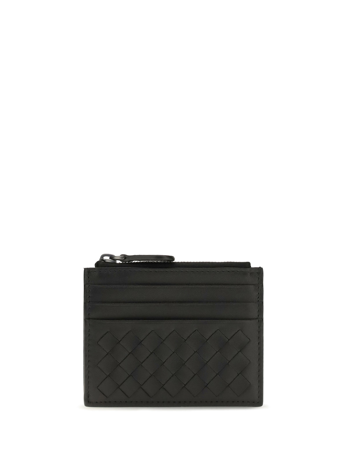 Bottega Veneta Intrecciato zip Card Holder - Black-Brunito