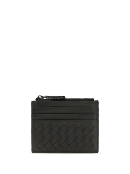 Bottega Veneta Intrecciato zip Card Holder - Black-Brunito