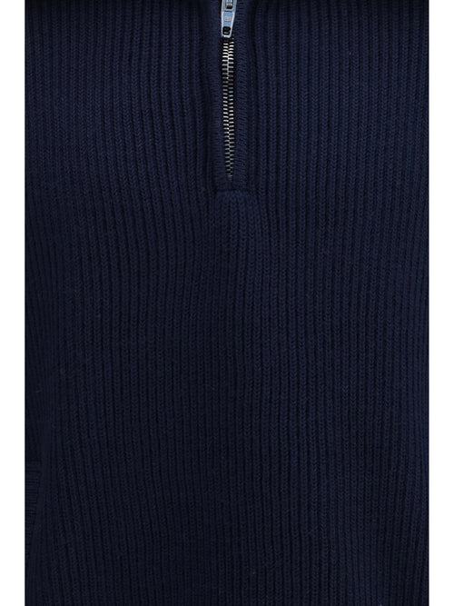 Balenciaga Ribbed knit zip Sweater - Navy