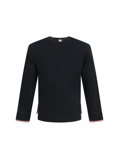 Thom Browne Buttoned Sweater with RWB cuffs - Black