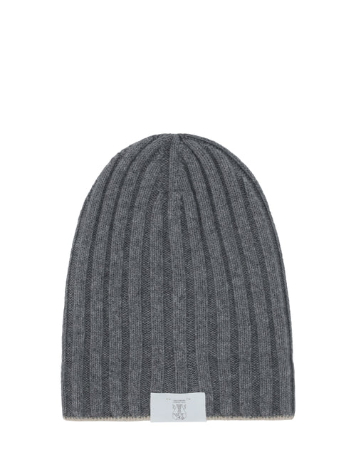 Brunello Cucinelli Beanie Hat - Grey Scuro+Sabbia