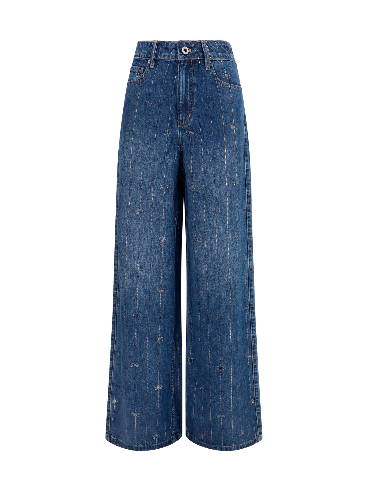 Self-Portrait Crystal-striped Jeans - Blue