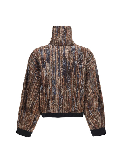 Brunello Cucinelli Perforated zip Cardigan - Brown