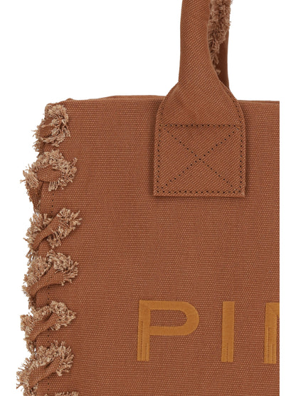 Pinko Canvas Tote Bag - Beige-Scoiattolo
