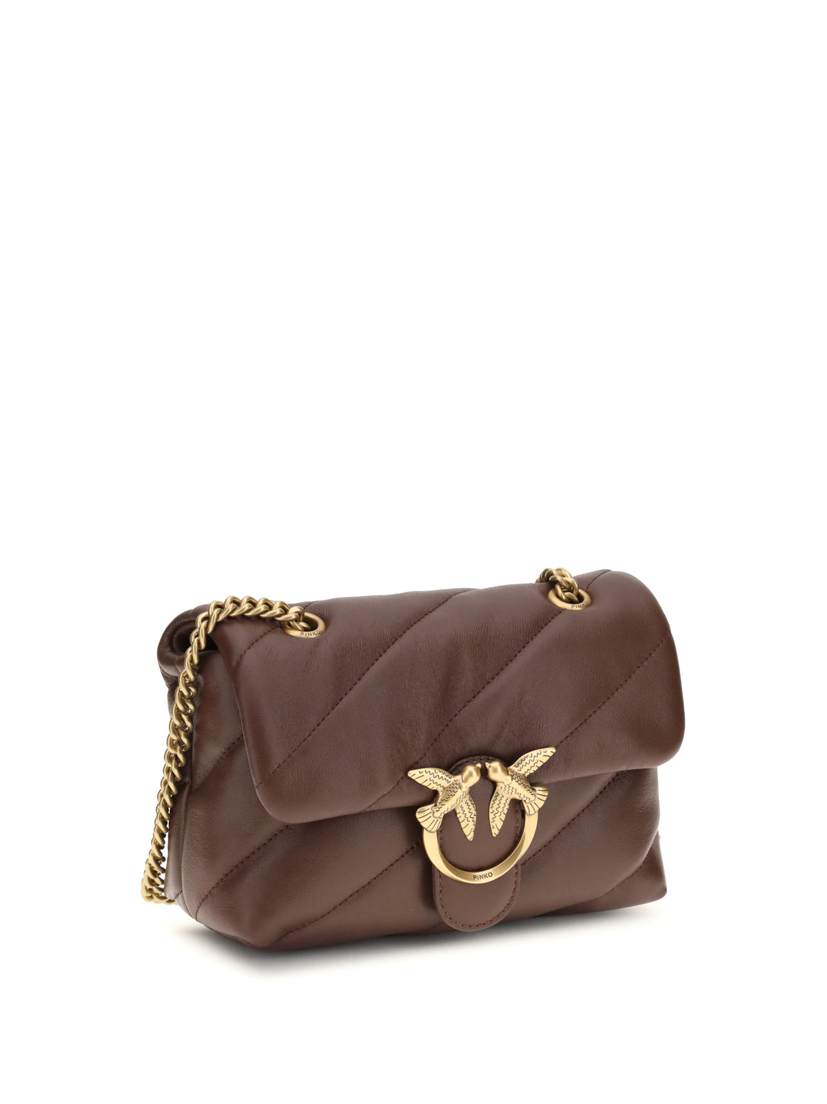 Pinko Love Mini Puff Shoulder Bag - Burgundy Wine-Antique Gold