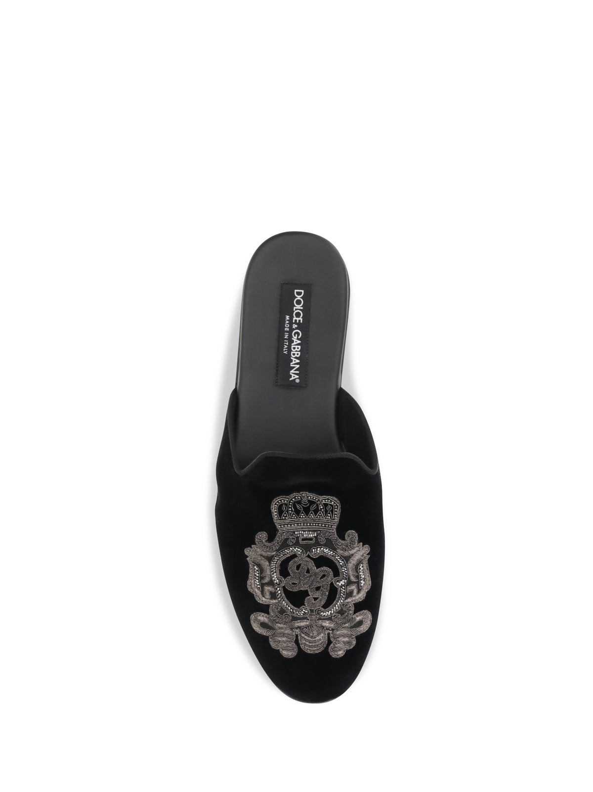 Dolce & Gabbana Velvet Slippers - Black/Silver