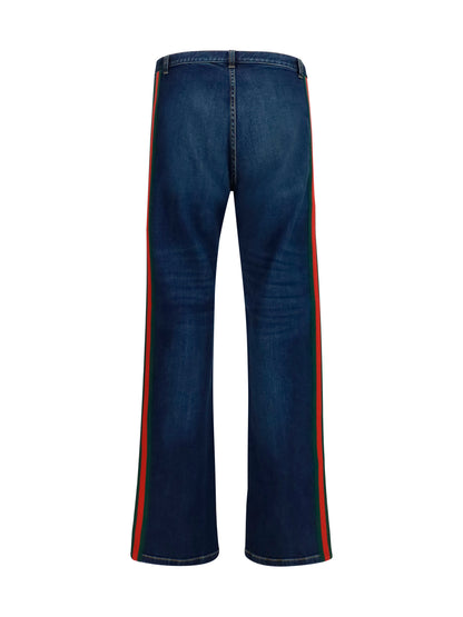 GUCCI Cotton Jeans with Web stripe