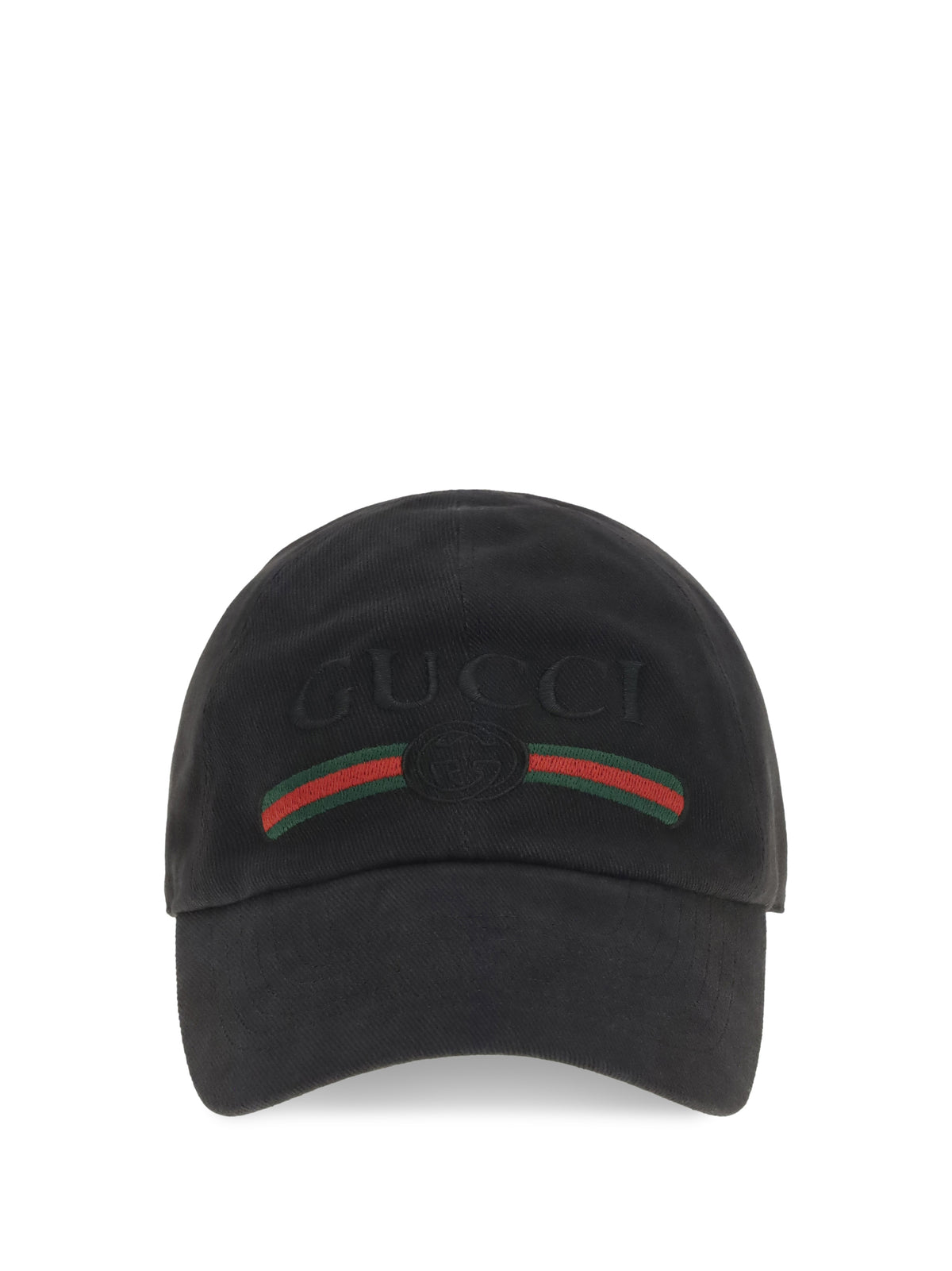 Gucci Cotton Baseball Cap with embroidery - Black/Black
