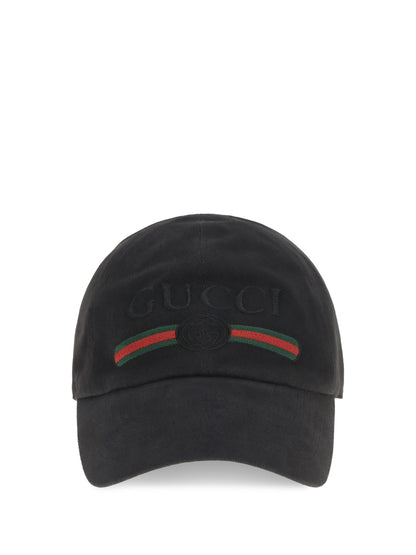 Gucci Cotton Baseball Cap with embroidery - Black/Black