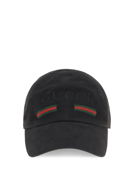 Gucci Cotton Baseball Cap with embroidery - Black/Black