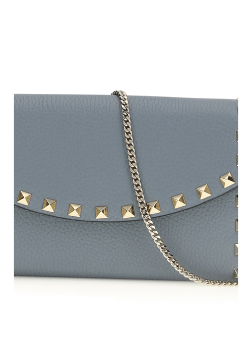 Valentino Rockstud chain Wallet - Stone Grey