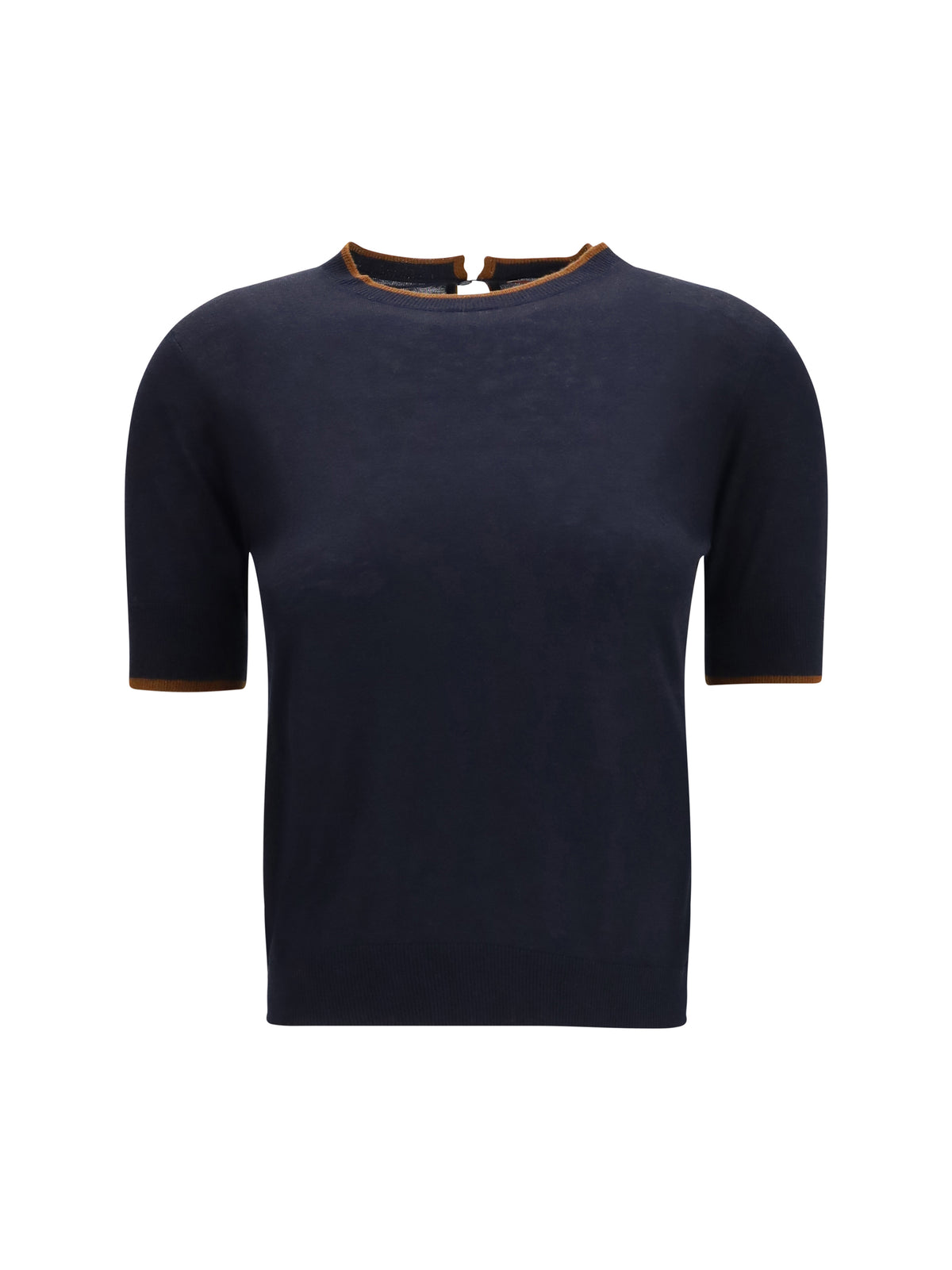Max Mara Studio Silk and wool T-shirt - Blue/Leather