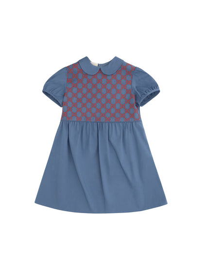Gucci Stretch cotton poplin Dress for Girl - Metal Blue/Mix