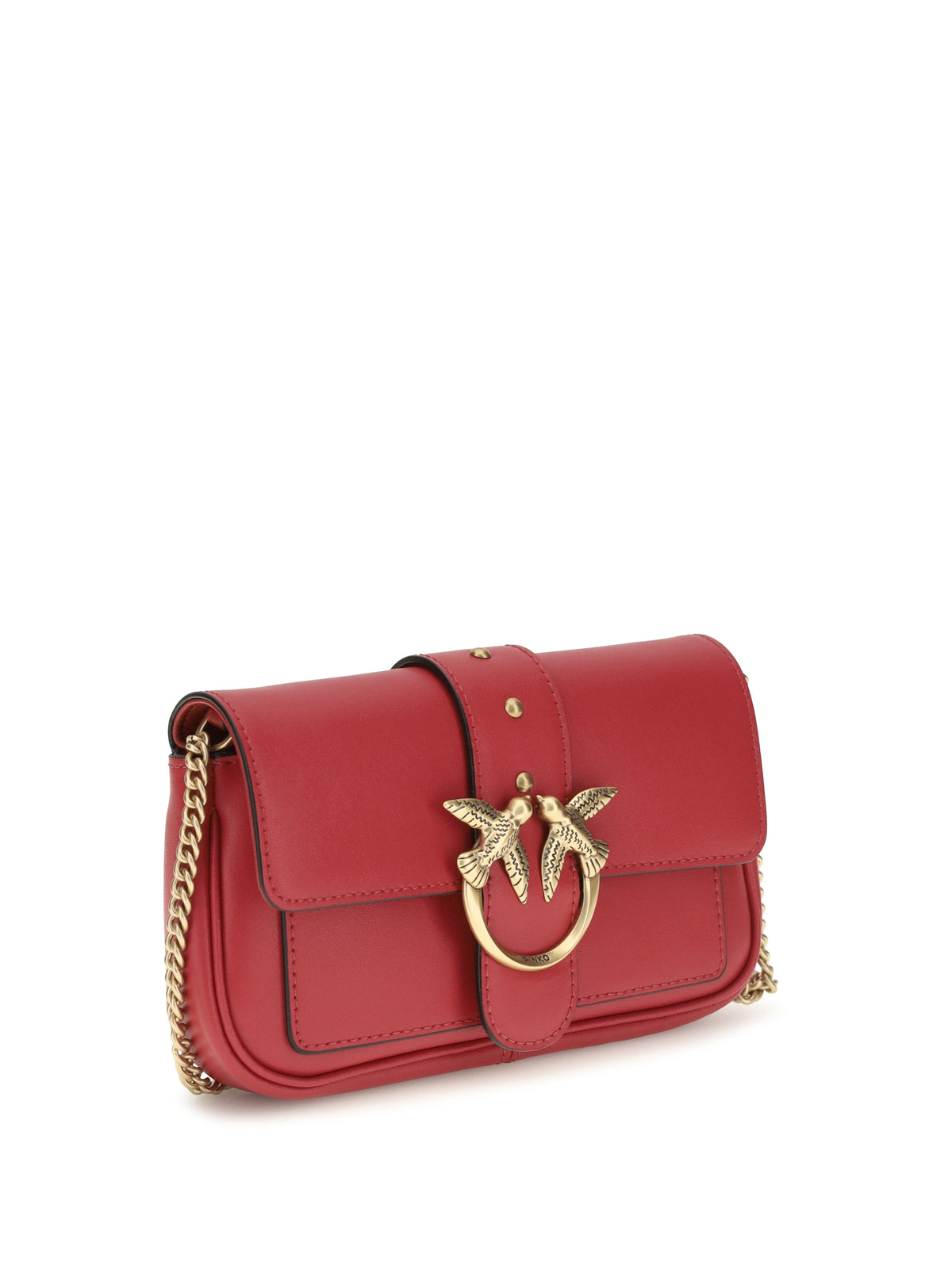 Pinko Love One Shoulder Bag - Red Rio-Antique Gold