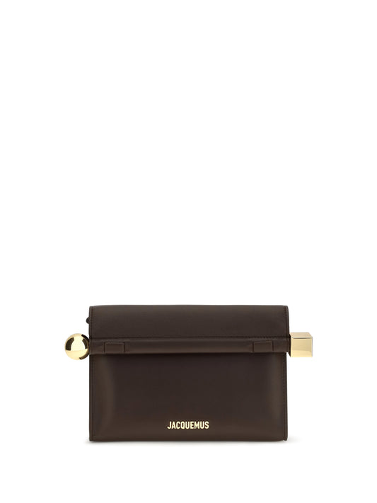 Jacquemus Rond Carré leather Shoulder Bag - Midnight Brown