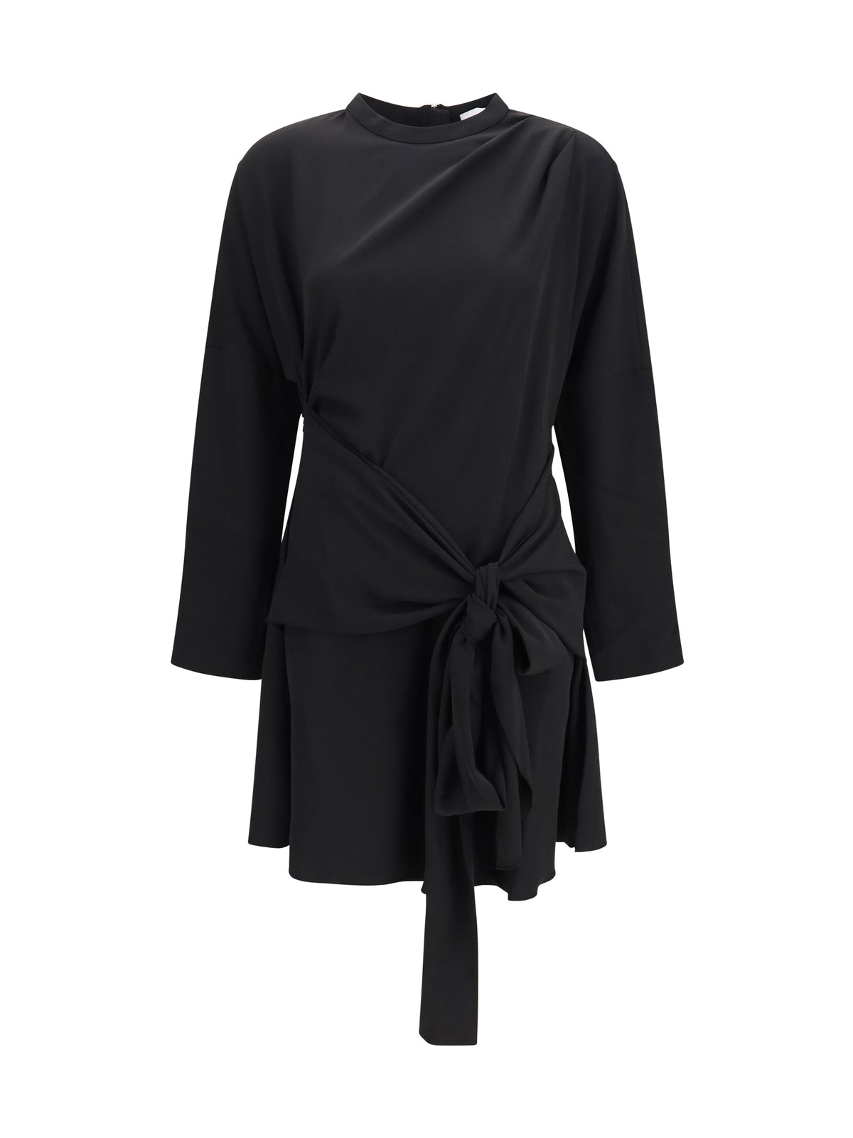 Ganni Draped-knot crepe mini Dress - Black