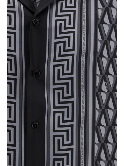 VERSACE Silk Shirt with V Greca print