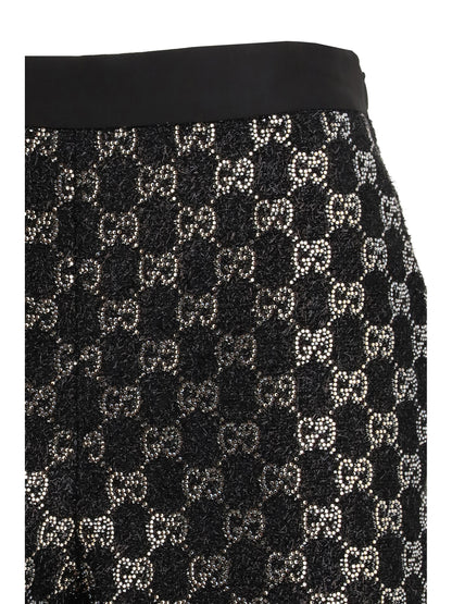GUCCI Tweed wool lamé embroidered Shorts