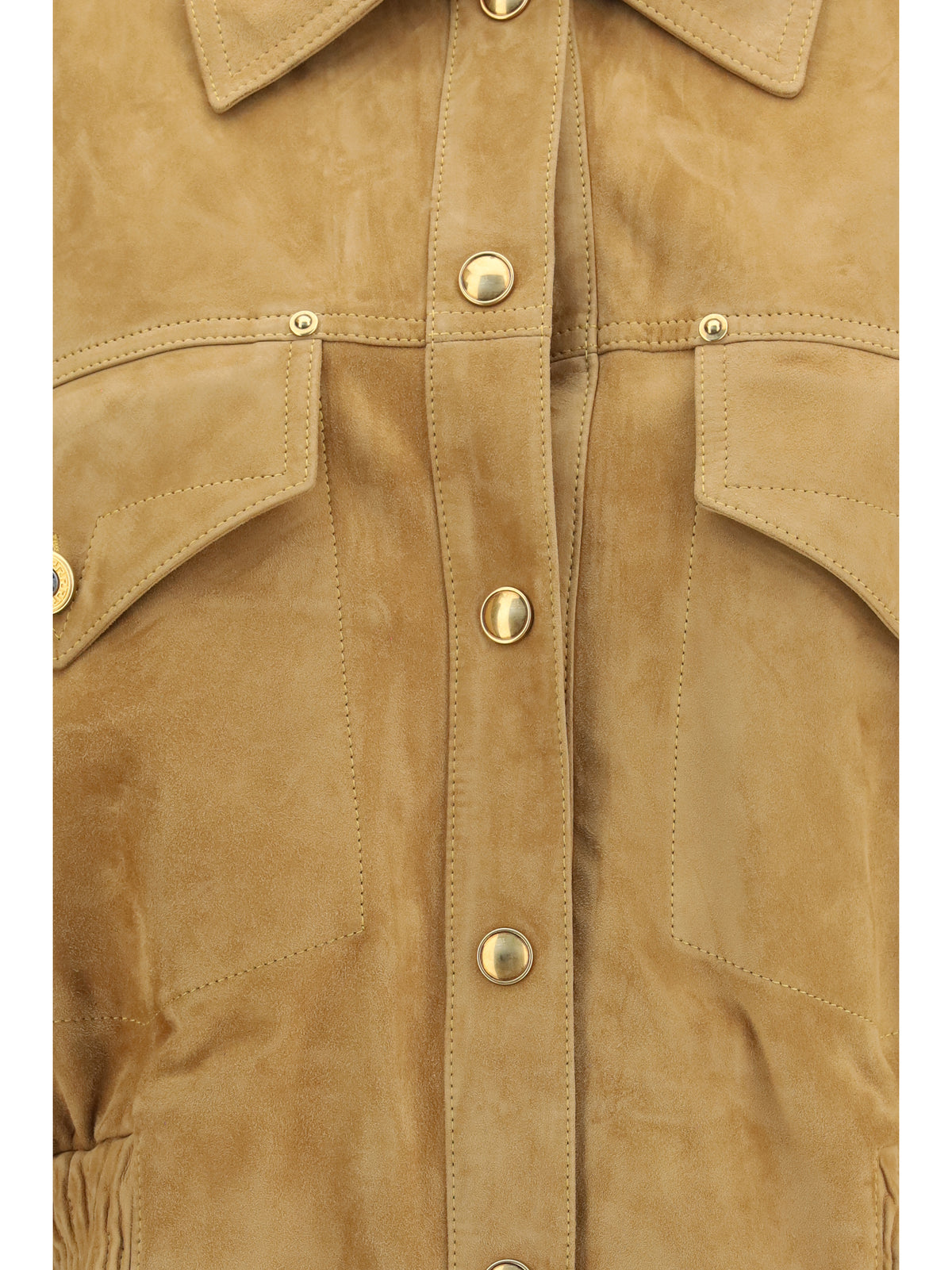 Versace Suede Blouson Jacket - Natural