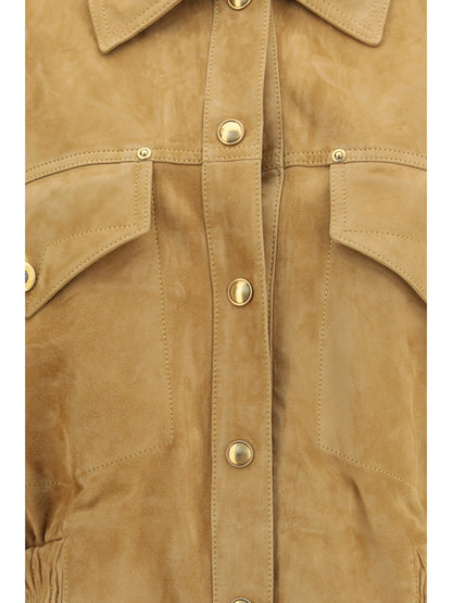 Versace Suede Blouson Jacket - Natural