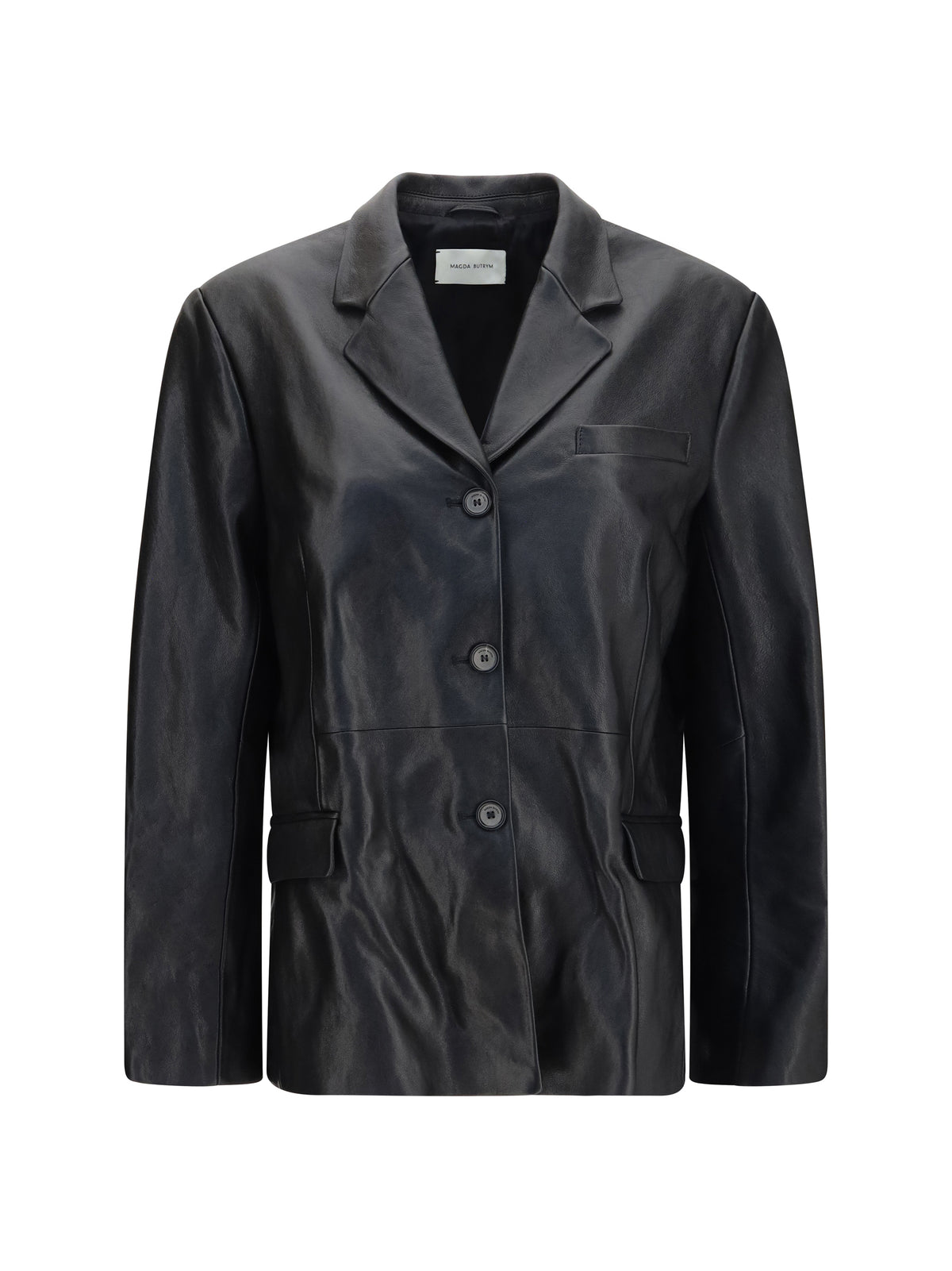 Magda Butrym Leather Blazer Jacket - Black