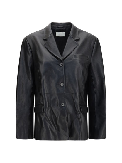 Magda Butrym Leather Blazer Jacket - Black