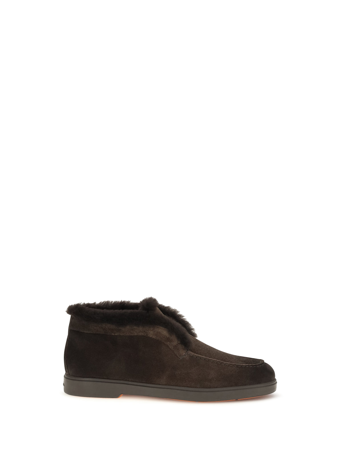 Santoni Suede shearling Ankle Boots - Dark Brown