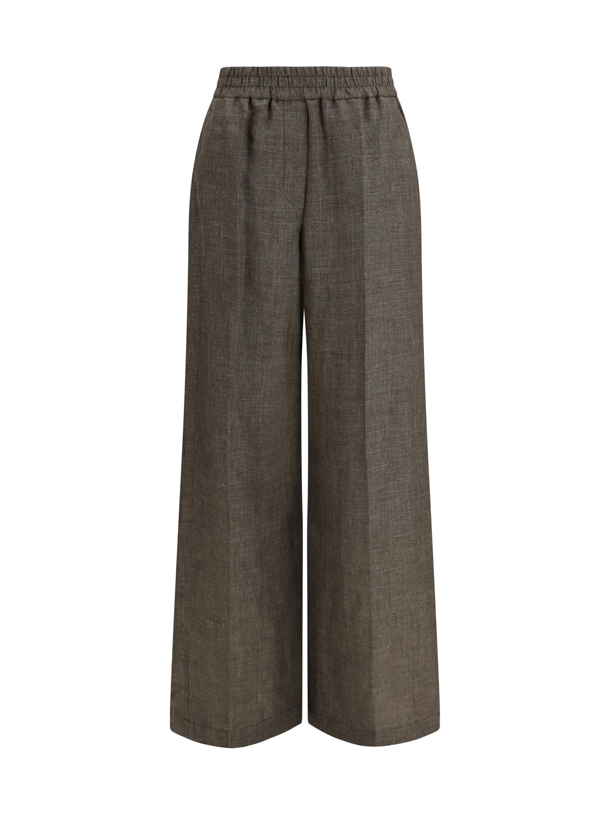 Brunello Cucinelli High-rise Linen Pants - Dark Brown/Silver