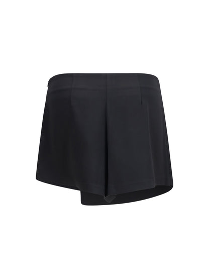 GCDS Satin mini Skirt-Shorts with logo trim - Black/Black