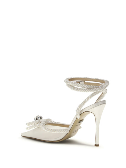 Mach & Mach Double bow satin Pumps - White