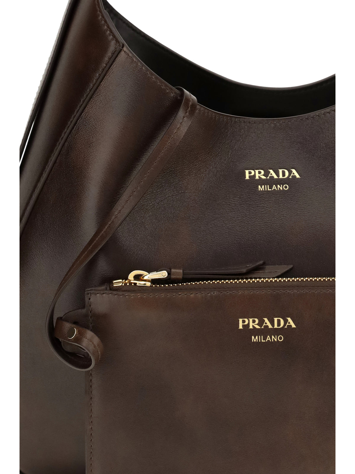 Prada Boogie medium leather Shoulder Bag - Cacao