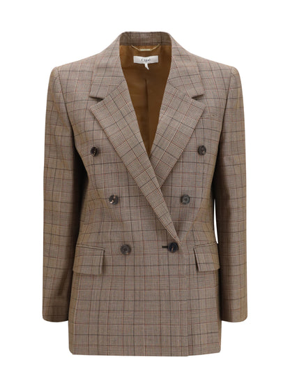 Chloé Checked double-breasted Blazer - Brown - Beige 1