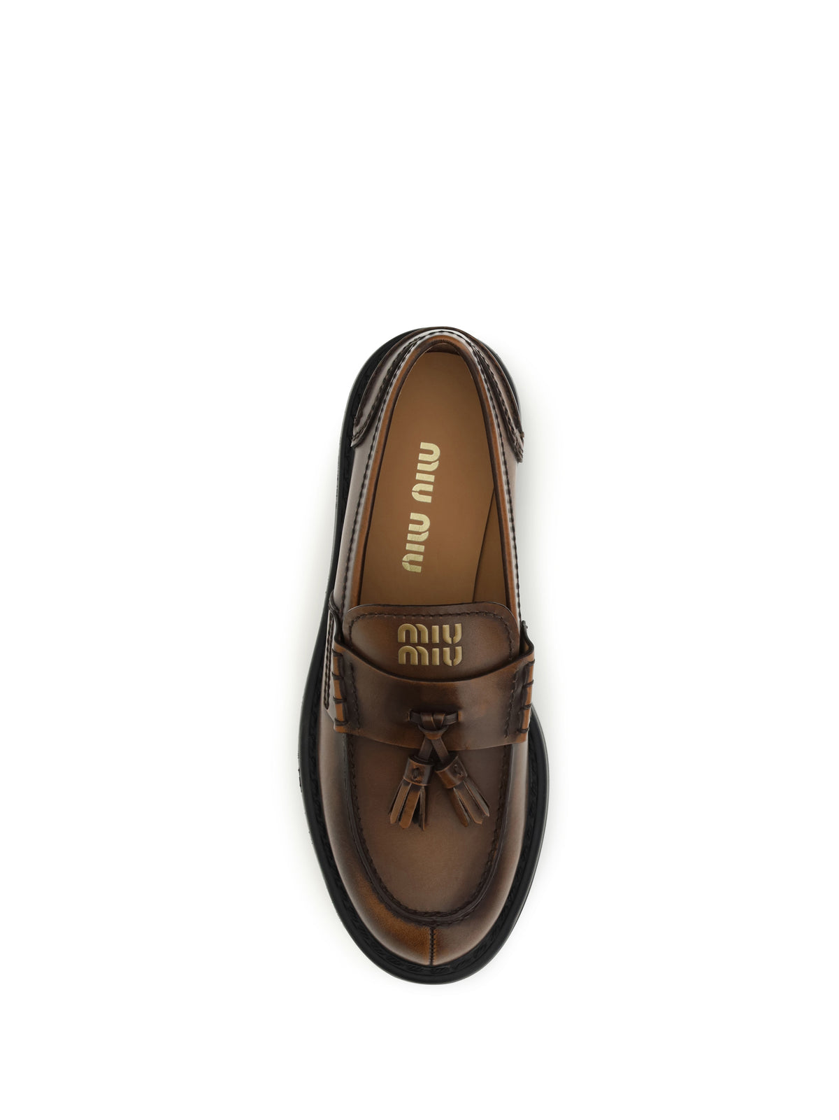 Miu Miu Smooth leather tassel Loafers - Bruciato