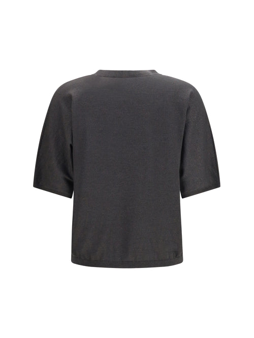 Brunello Cucinelli Short-sleeve cashmere and silk Sweater - Piombo