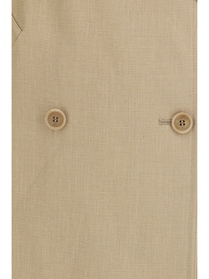 MAX MARA Sleeveless long Trench Coat with organza ruffles