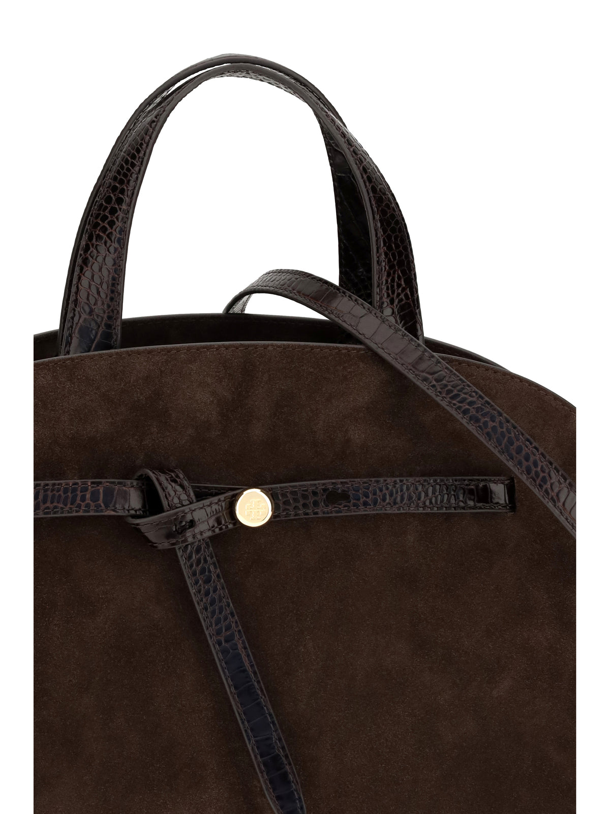 Tory Burch Romy suede Top Handle Bag - Dark Cocoa