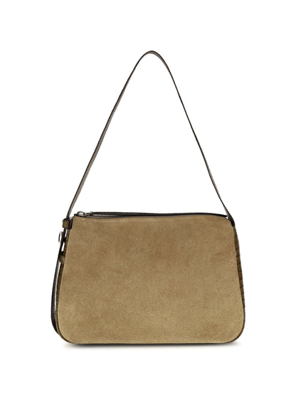 Tory Burch Romy suede Shoulder Bag - Stone