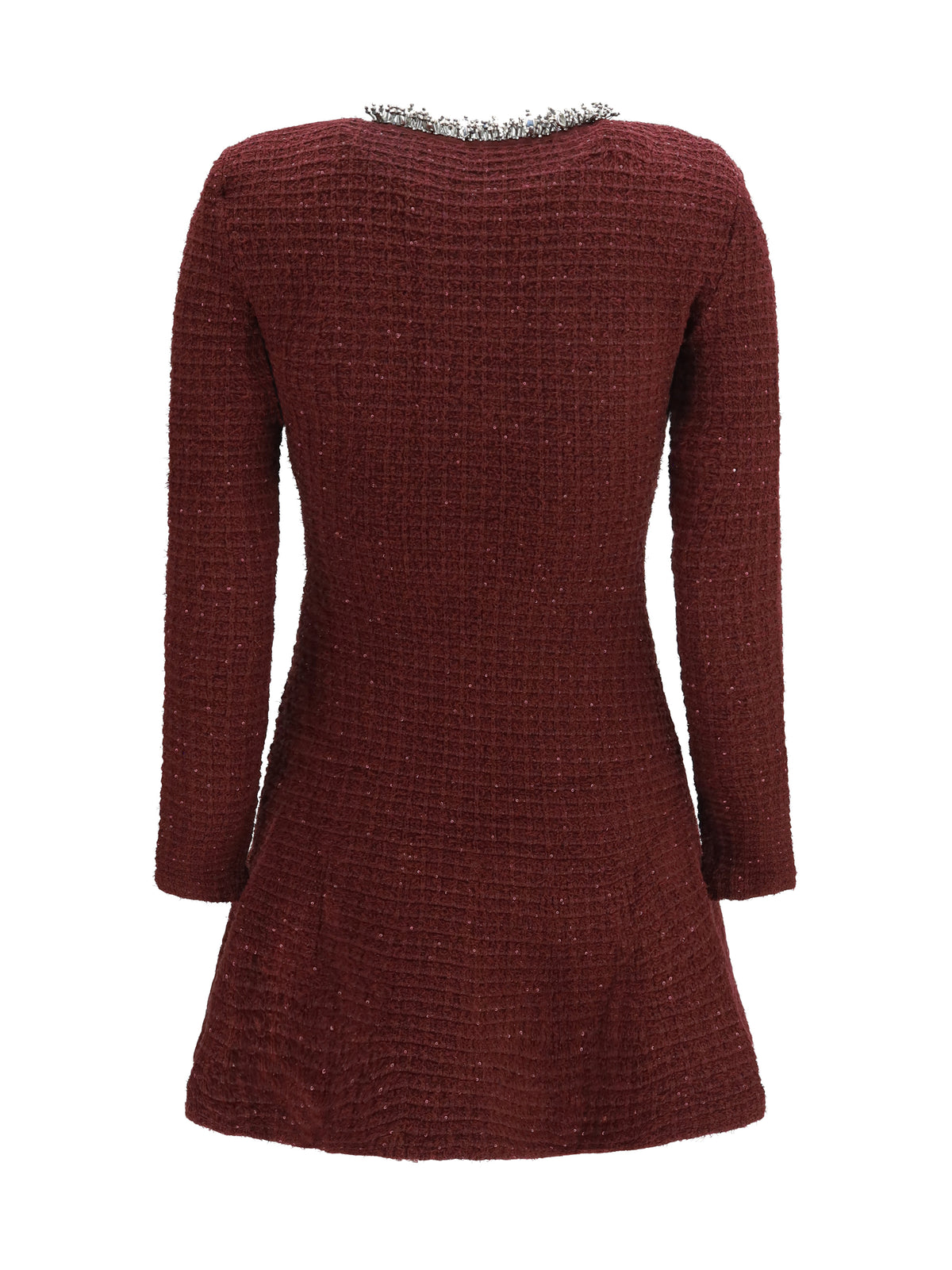 Self-Portrait Textured knit mini Dress with statement buttons - Burgundy