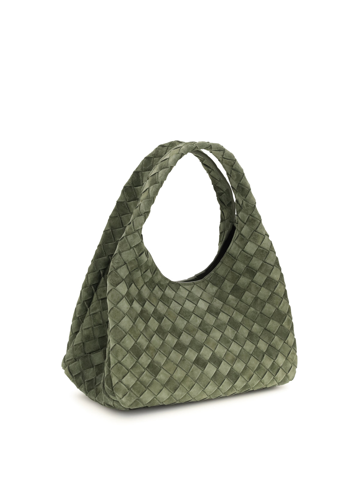 Bottega Veneta Small Campana Shoulder Bag - Green Tweed-M Brass