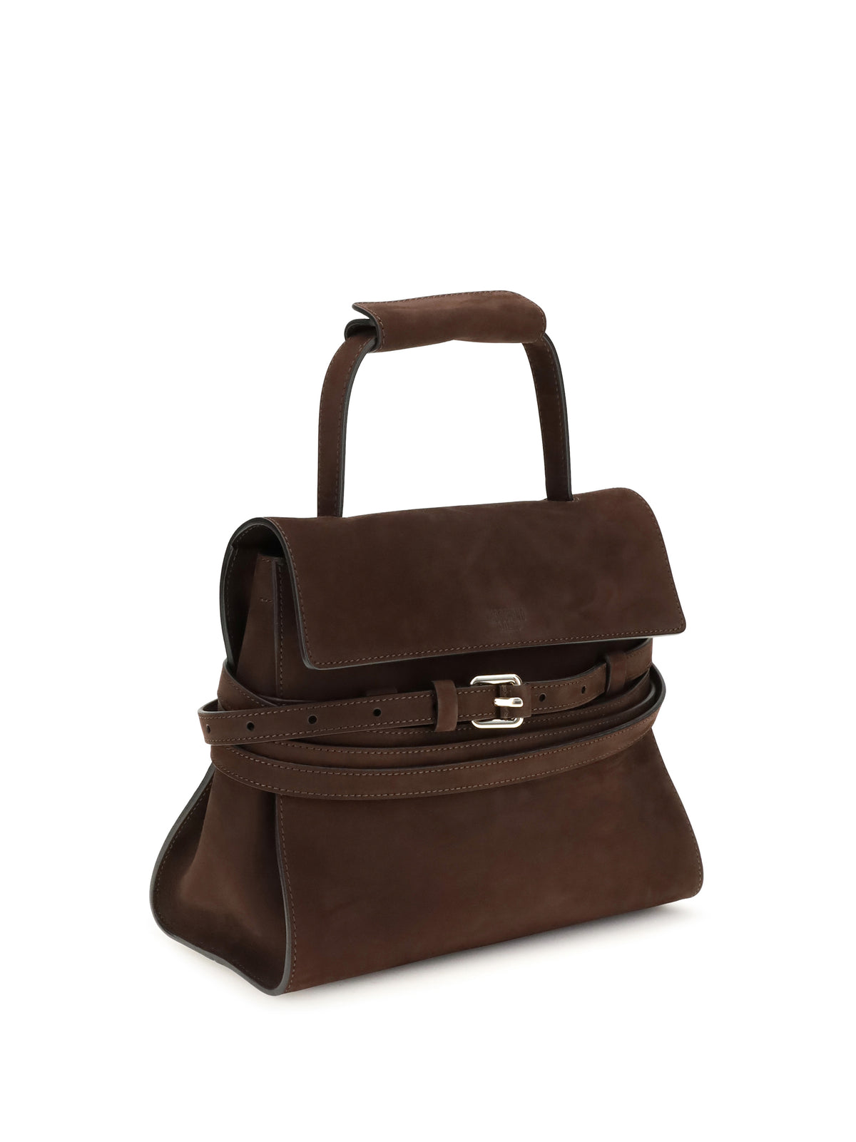 Moschino Medium Top Handle Bag with buckle detail - Cioccolato